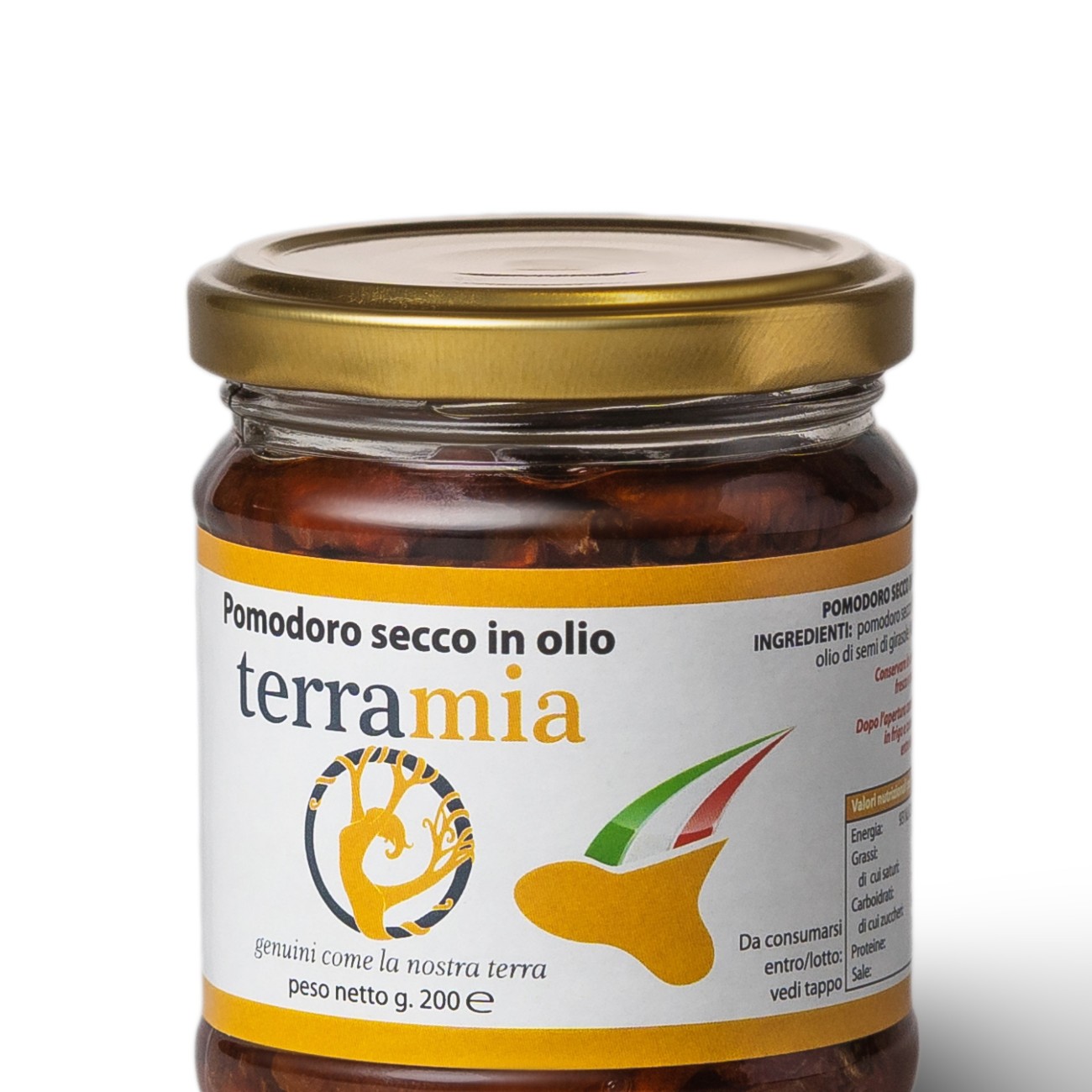 Pomodori secchi in olio di semi di girasole vaso ml 212 sgocciolato gr.150