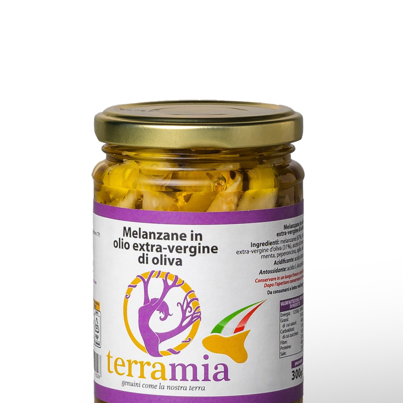 Melanzane a filetti con olio evo g.280 peso netto