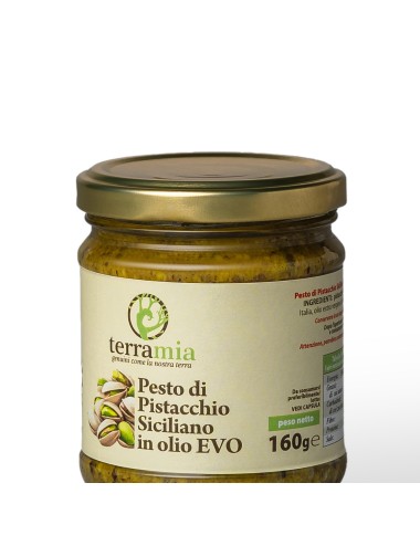 Pesto di pistacchio in olio evo gr 160 peso netto origine Sicilia
