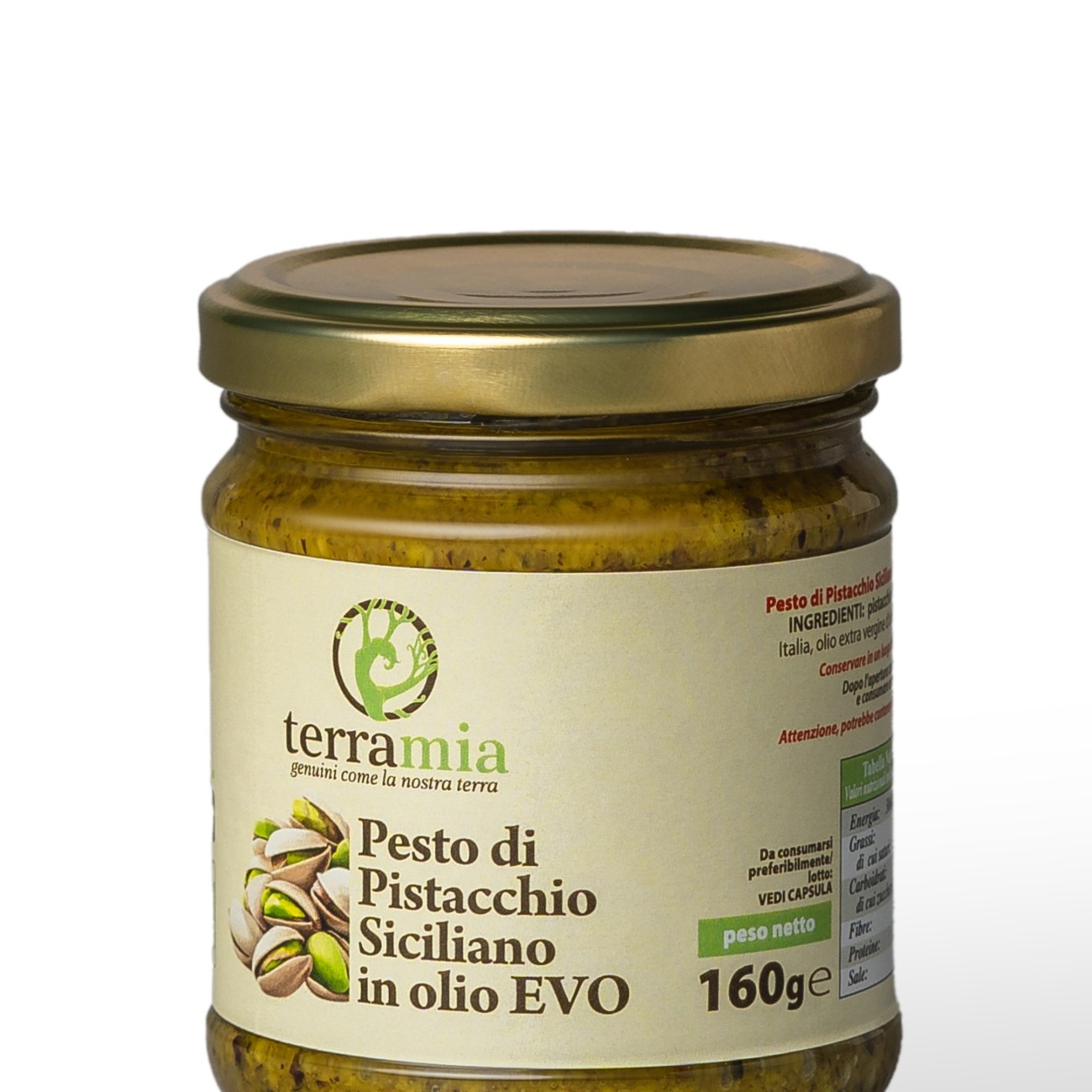 Pesto di pistacchio in olio evo gr 160 peso netto origine Sicilia