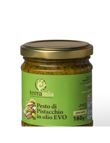 Pesto di pistacchio in olio evo gr 160 peso netto origine Spagna