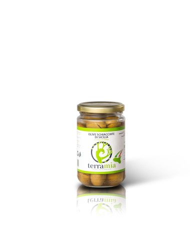 Olive nocellara della valle del belice incise/schiacciate in salamoia maturazione acqua e sale ml 314