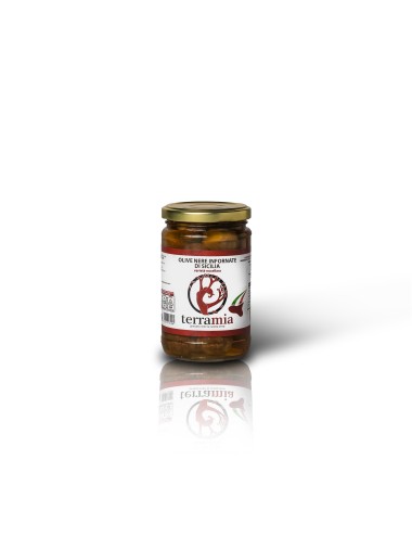Olive nere naturali al forno Nocellara della valle del belìce ml 314 in salamoia