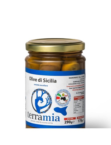 Olive nere naturali Nocellara della valle del belìce ml 314 in salamoia