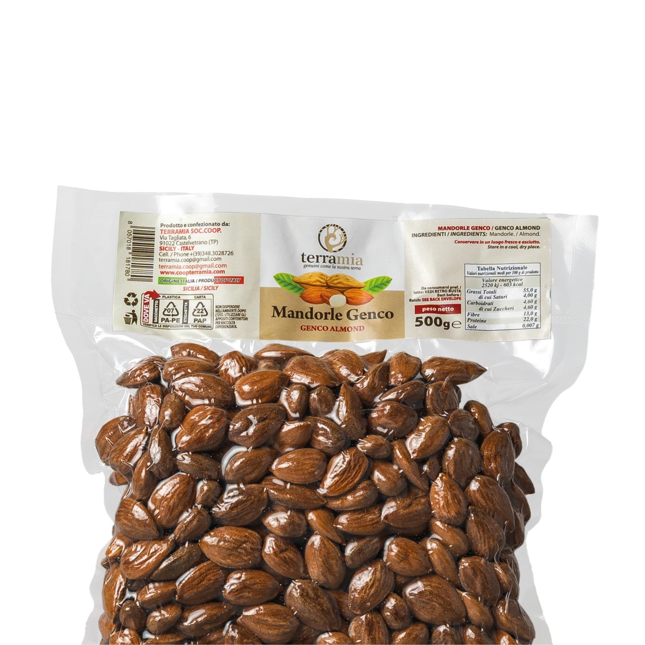 mandorle varietà genco prodotte nella valle del belice buste da g. 500