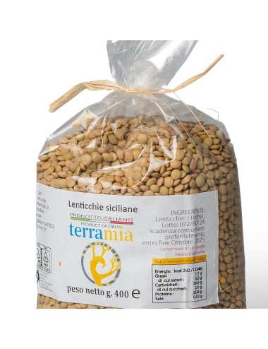 Lenticchie prodotte nella valle del Belicè buste da g. 400