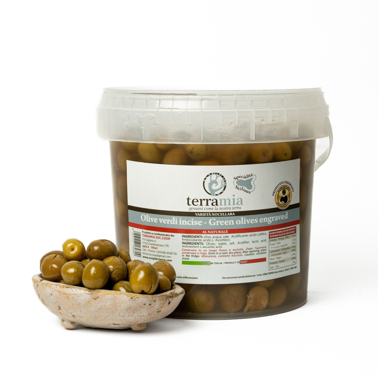 Olive schiacciate varietà Nocellara pezzatura grossa Colossal