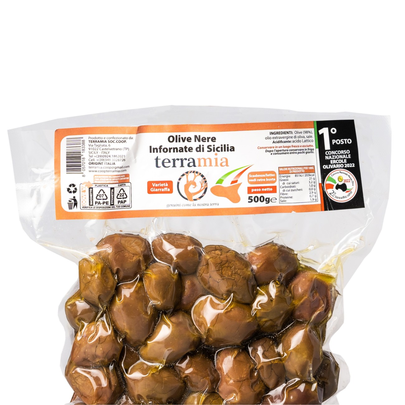 Olive Giarraffa al naturale al forno   | in Busta Formati Vari Peso Sgocciolato (250g - 500-1000g)