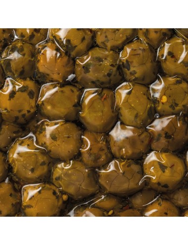 Olive schiacciate con aromi secchi olio evo e aceto di mele