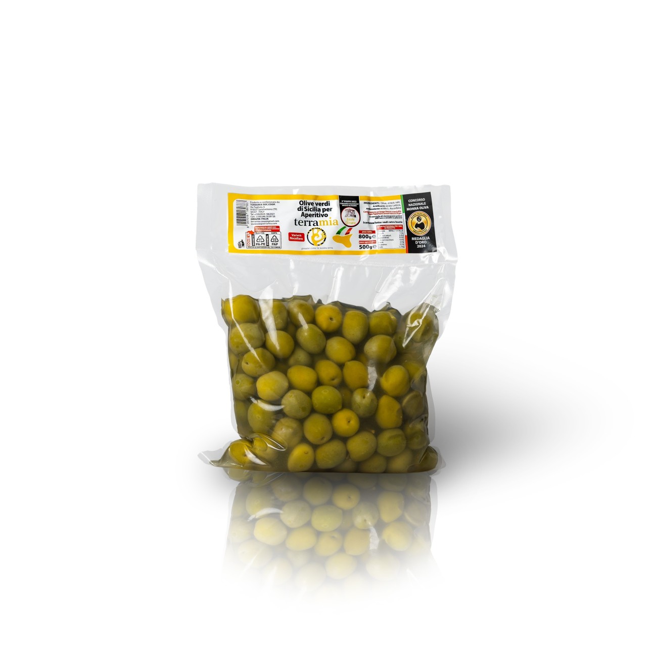Olive verdi dolci metodo Castelvetrano in salamoia varietà Nocellara del Belìce