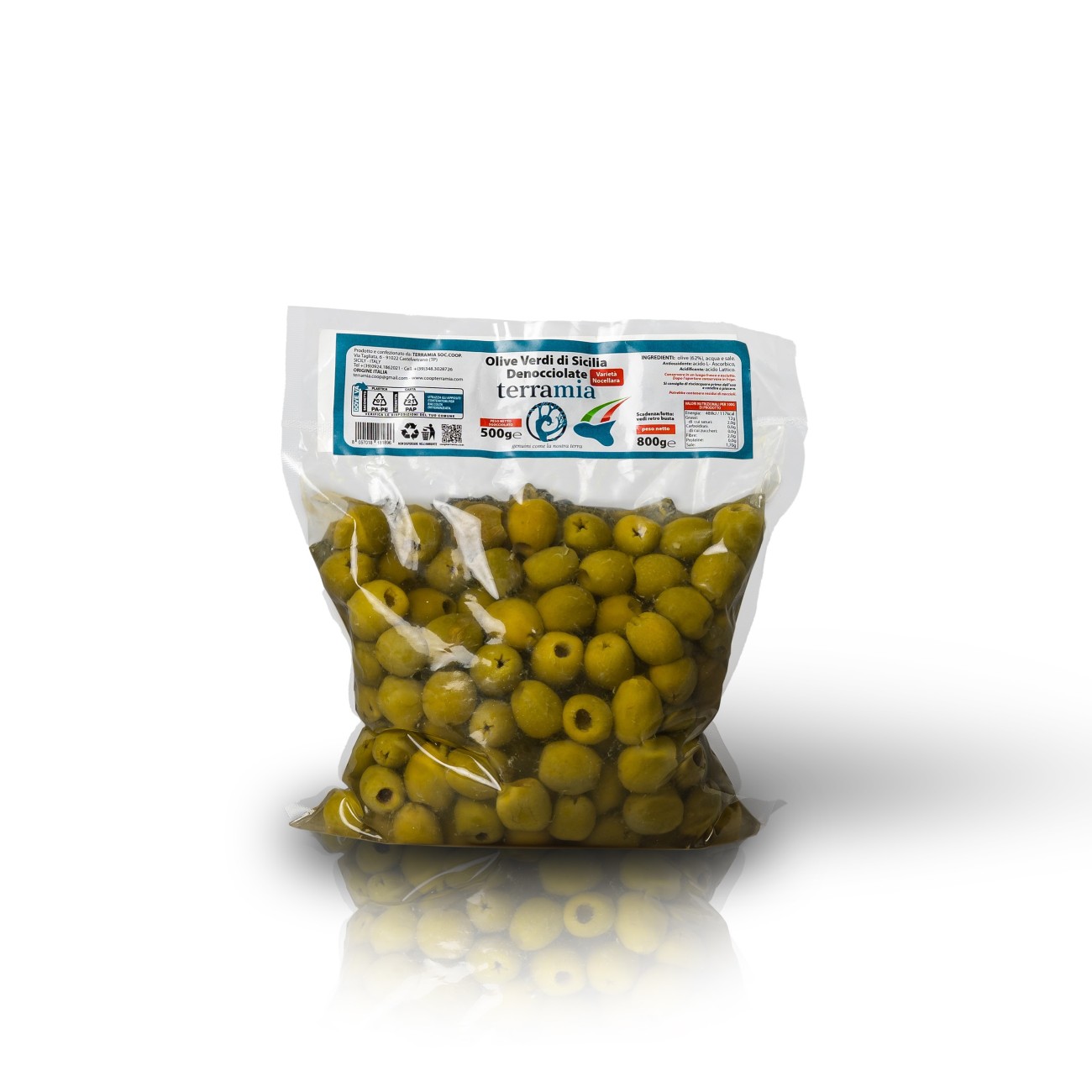 Olive verdi dolci denocciolate metodo Castelvetrano in salamoia varietà Nocellara del Belice