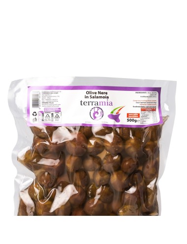 Olive nere in salamoia varietà Nocellara del Belìce metodo al naturale