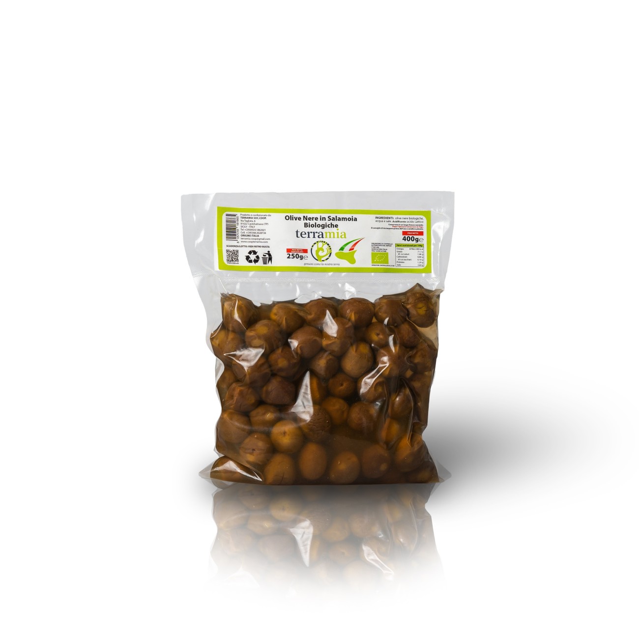 Olive nere al forno Biologiche  Nocellara in salamoia lavorazione acqua e sale in busta