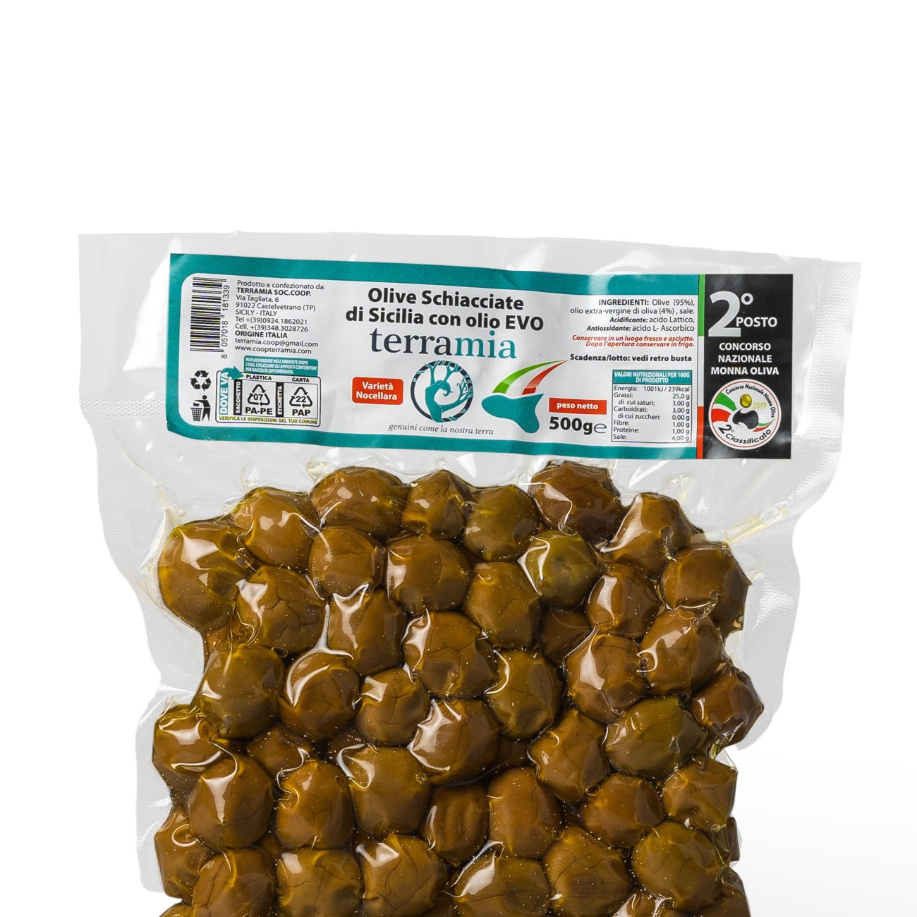 Olive schiacciate con aggiunta di solo olio evo