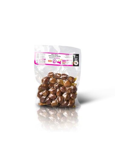 Olive nere infornate con aggiunta di solo olio evo
