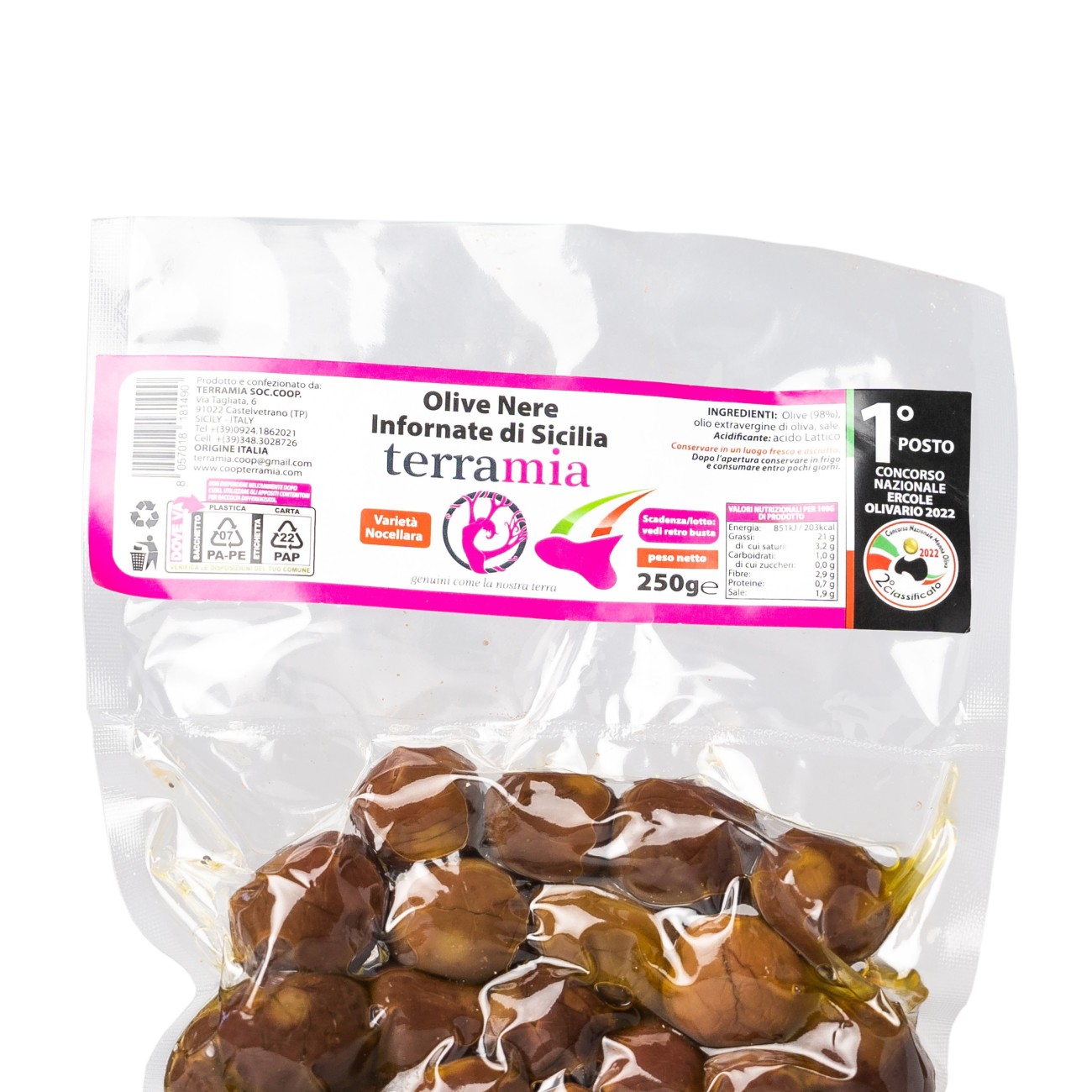 Olive nere infornate con aggiunta di solo olio evo