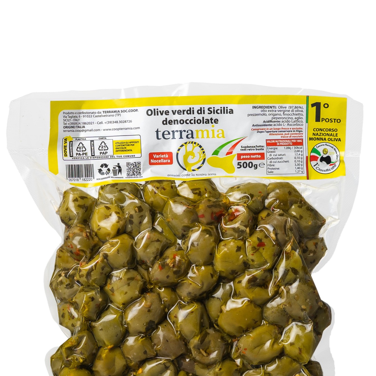 Olive dolci denocciolate aromatizzate varietà Nocellara