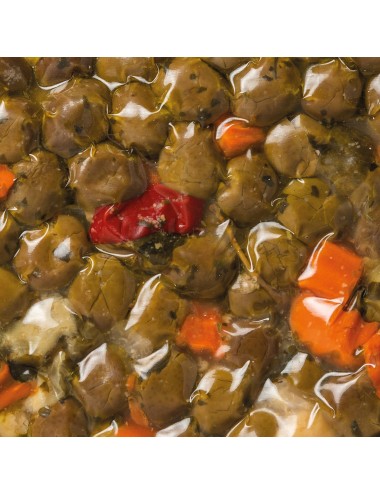 Olive schiacciate con giardiniera busta da 500 g peso netto