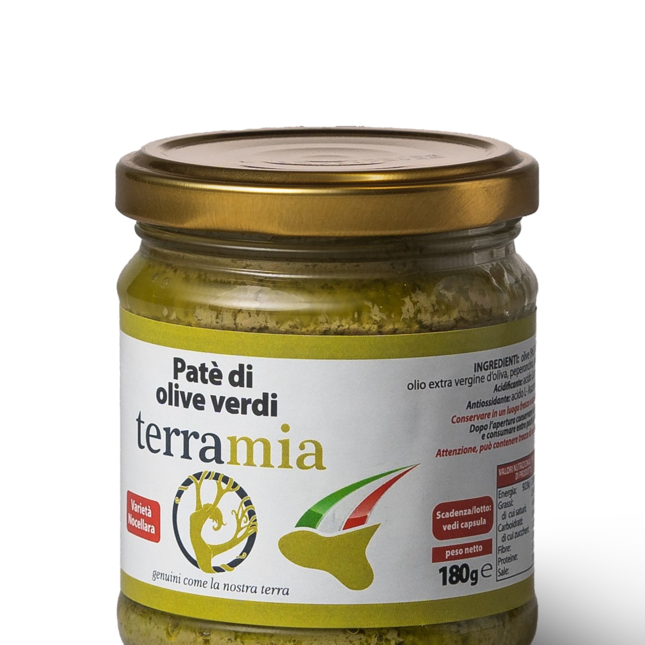 Patè di olive verdi varietà nocellara 180 g.